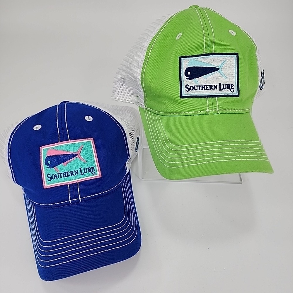 Lot of (2) Southern Lure Mesh Fishing Hats Trucker Baseball Style‎ Snapbacks